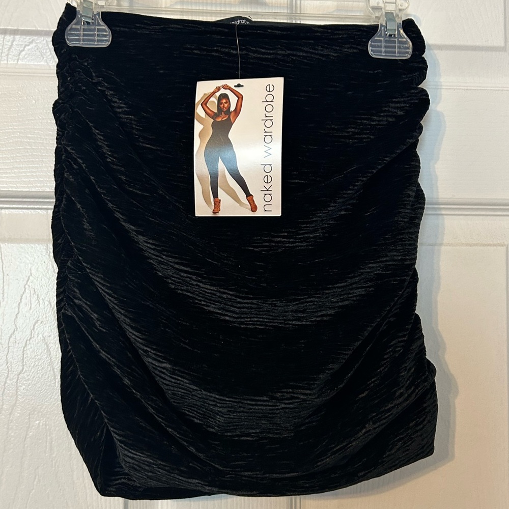 ruched velvet mini skirt